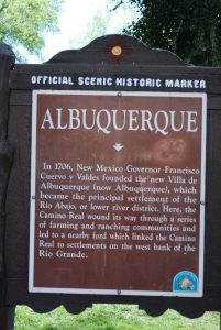 Official Historic Scenic Marker About Albuquerque’s Founding Located In Old Town. Photo By Brian Degruchy.