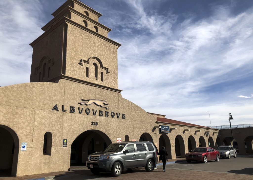 Outside the Greyhound Bus station in downtown Albuqueruqe, March 05