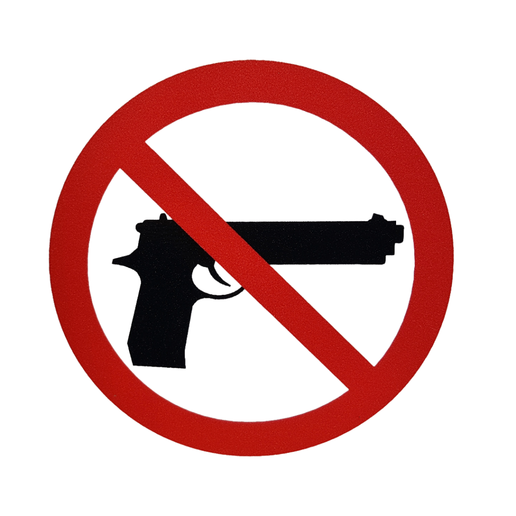 Gun with the prohibited symbol over it.