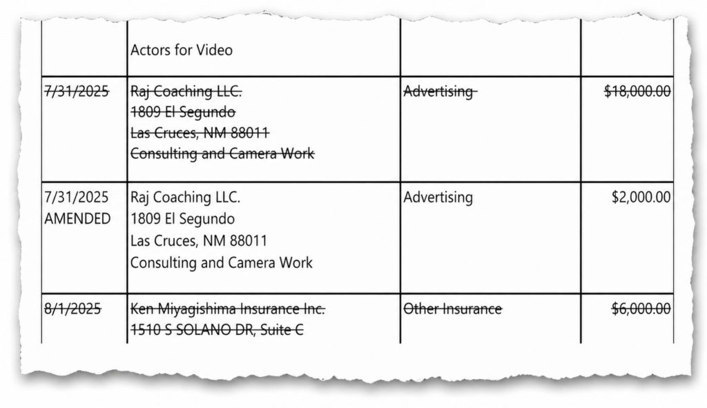 Over campaign contribution limits? Miyagishima just crossed them out