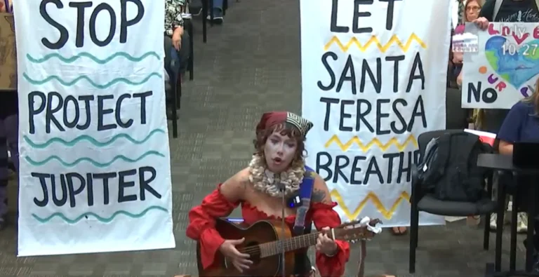 Community members clowned around at the Doña Ana County Commission meeting