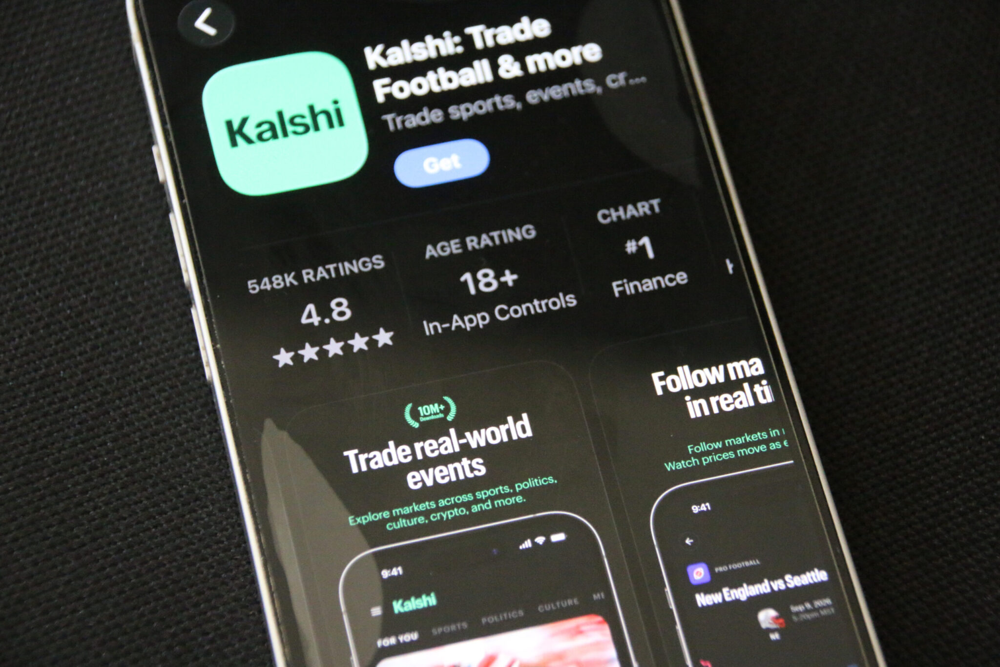 Prediction market Kalshi pictured on Apple's App Store.