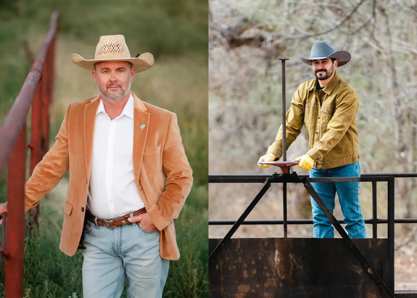 Republican candidate Michael Perry (left) and Democratic candidate Juan Sanchez (right) are vying to become the next state land commissioner. Early voting begins Oct. 6 at county clerk offices statewide.